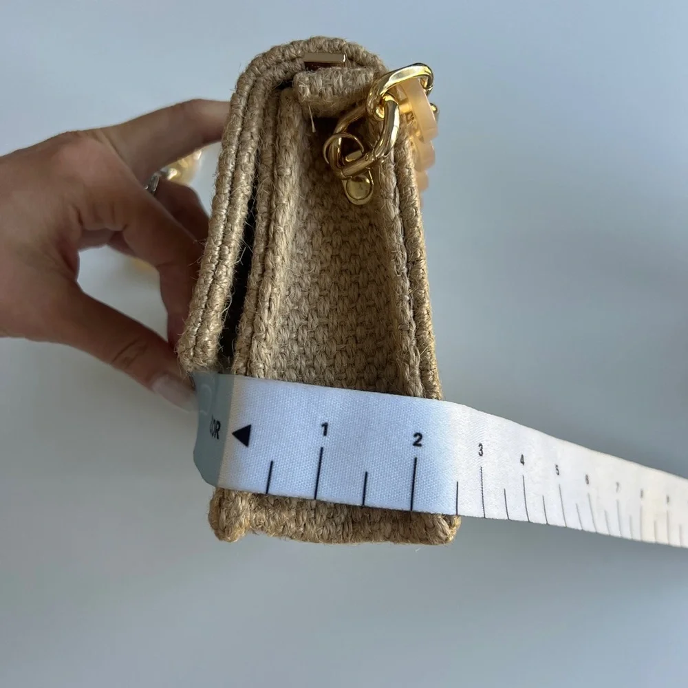 Dior Beige Woven Shoulder Bag with Acrylic Chain - Picture 9 of 16